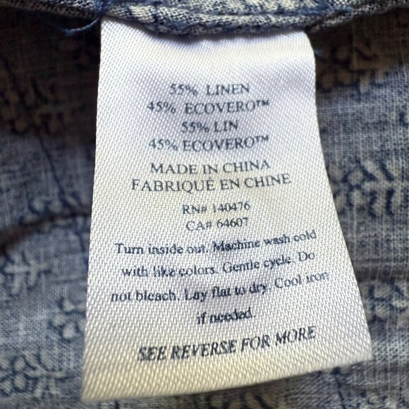 Faherty Size Small Blue Floral Print Linen Blend Sleeveless Pintucked Midi Dress - Picture 8 of 15